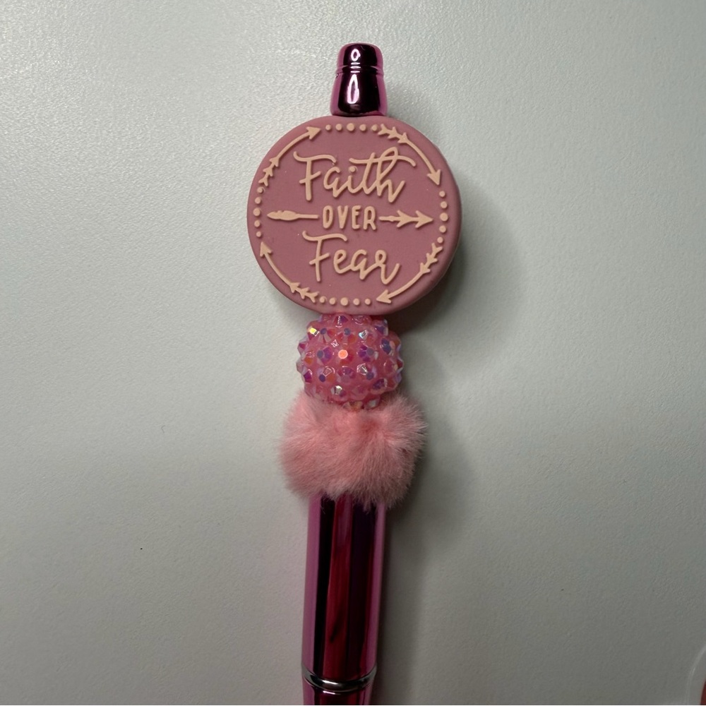 Handmade Faith Over Fear Beadable Pen + Mystery Stickers